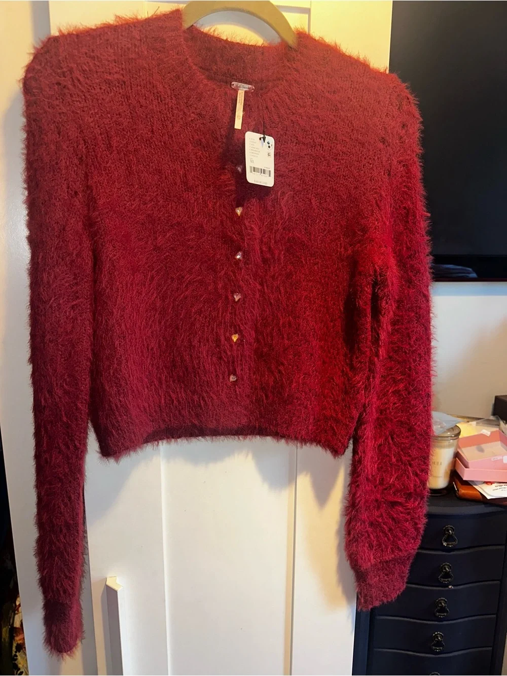 NWT Free People Celeste Cardi in Red Aged Res $168 MSRP